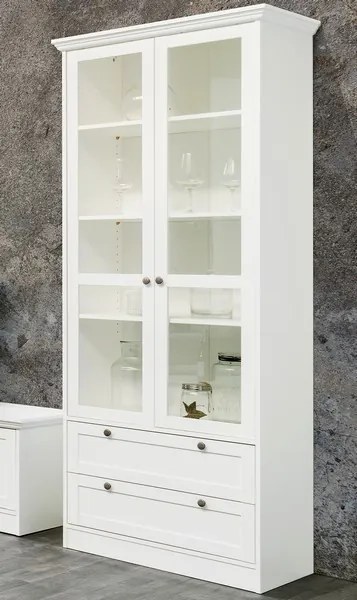 Vysoká vitrína Landwood, biela