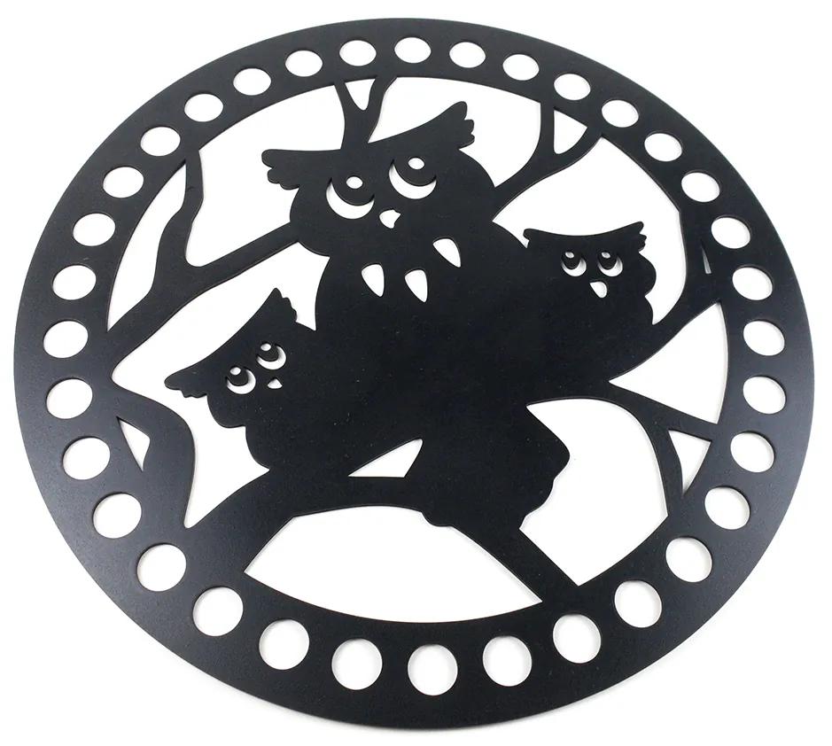 Veselá Stena Drevená nástenná čierna dekorácia Sovičky