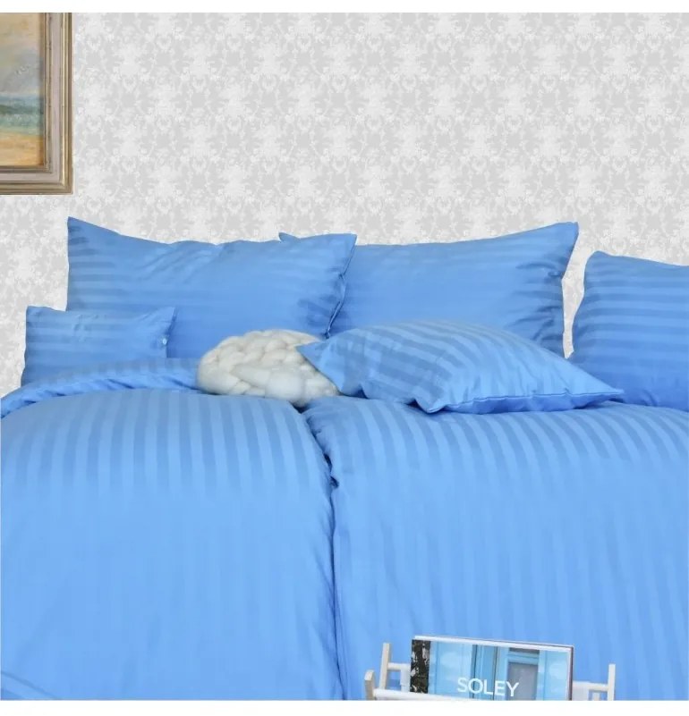 Obliečky damaškové modré EMI, Štandardný set jednolôžko obsahuje 1x 140x200 + 1x 70x90