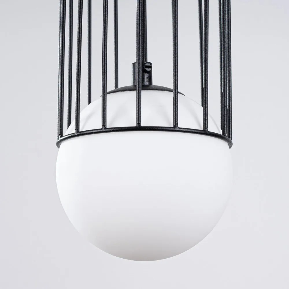 Biele/čierne závesné svietidlo so skleneným tienidlom Belinda – Sollux