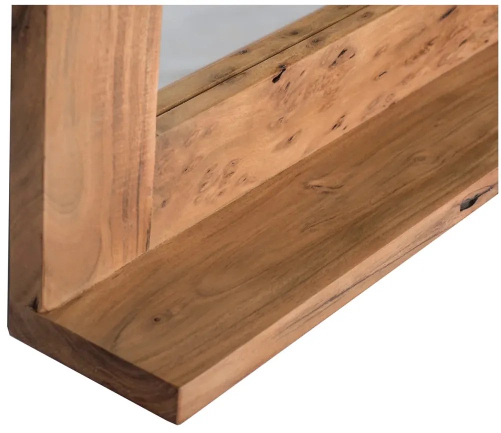 furniture-nabytek.cz - Masivní koupelnové zrcadlo Auckland z akáciového dřeva, lakované, hnědé – 68×13×78 cm