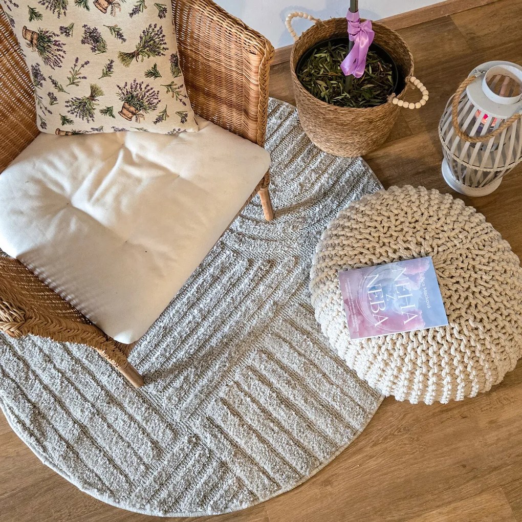 Kusový koberec Art 1121 Silver kruh, 160x160 (priemer) kruh, šedá, obývacia izba, Ayyildiz