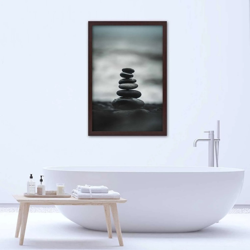 Gario Plagát Hromada kameňov v sivej farbe Farba rámu: Bez rámu, Rozmery: 40 x 60 cm