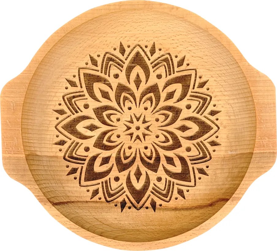 AMADEA Drevená miska mandala, masívne drevo, 24 cm