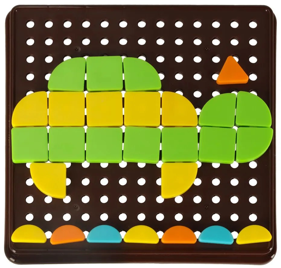 KIK Detská kreatívna mozaika 170 ks – puzzle 5 farieb, doska a 10 kariet (3+)