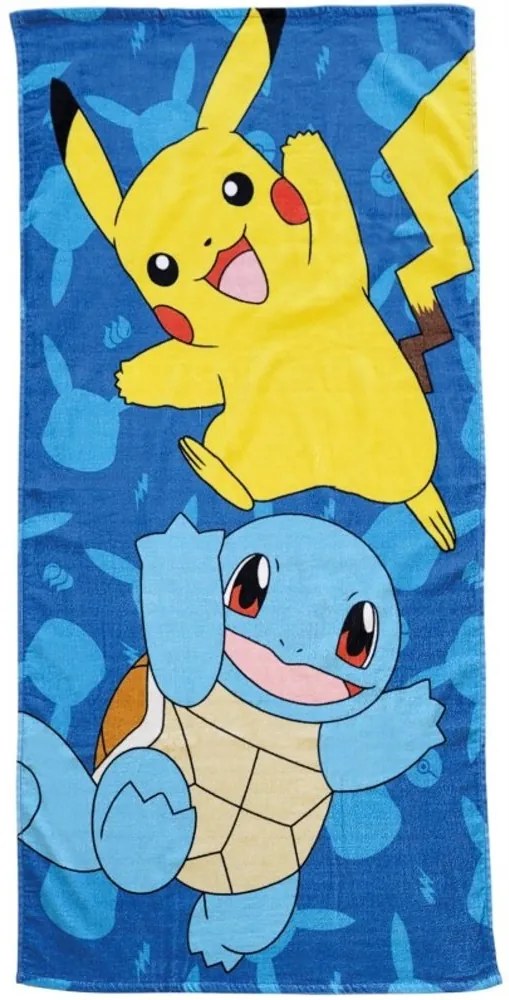 Bavlnená plážová osuška Pokémon - motív Pikachu a Squirtle - 100% bavlna - 70 x 140 cm