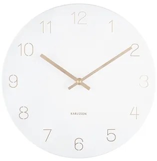 Nástenné hodiny Karlsson KA5788WH Charm Engraved Numbers – bielo-zlaté, 30 cm