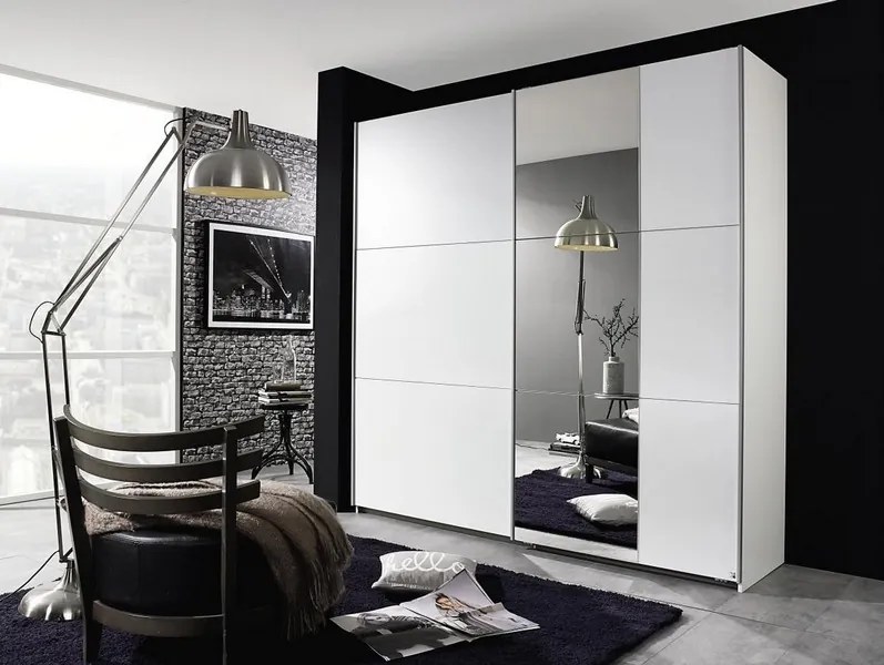 Šatníková skriňa Kronach, 175 cm, biela/zrkadlo