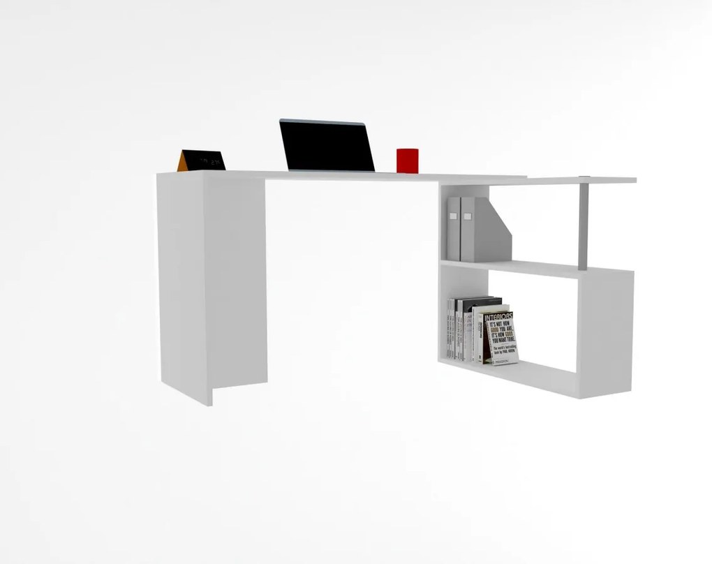 Rohový písací stôl CAYKO biely