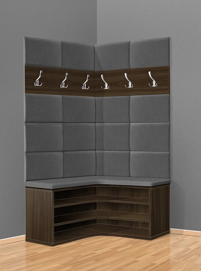 Nabytekmorava Botník do predsiene - ROHOVÝ botník PR 17 farba lamina: orech lyon 9614