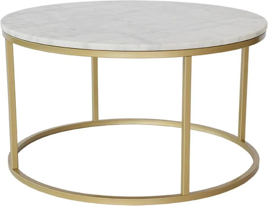Mramorový konferenčný stolík s konštrukciou vo farbe mosadze RGE Accent, ⌀ 85 cm