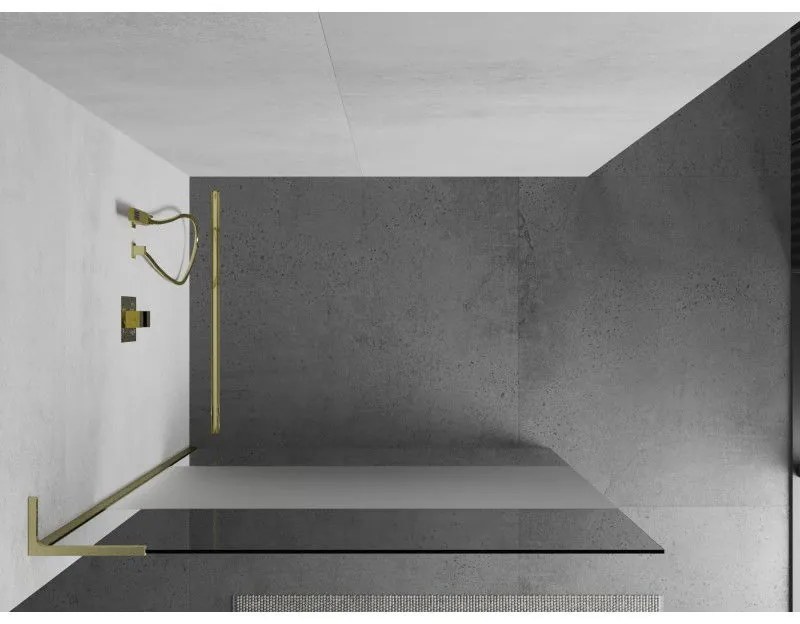 Mexen Kioto L, sprchová zástena Walk-In 80 x 200 cm, 8mm číre sklo-námraza, zlatý matný profil, 800-080-103-55-35