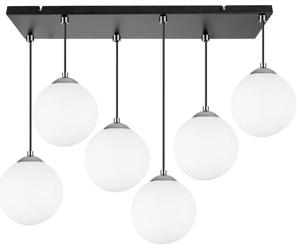 Závesné svietidlo Florence, 6x biele sklenené tienidlo, (výber z 3 farieb uchytenia)