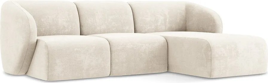 Béžová ženilková rohová pohovka (pravý roh/s leňoškou) Lani – Makamii