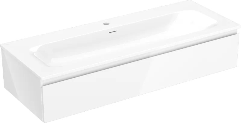 Mexen Orio, kúpeľňová skrinka 120 cm s umývadlom Vela, 1 zásuvka, biela lesklá, 91A10-12023-1-BF00-W23M00