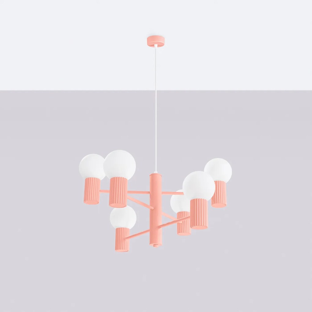 Luster Halo, 6x biele sklenené tienidlo, p