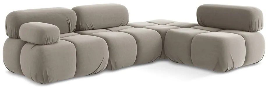 Béžová zamatová modulárna rohová pohovka (pravý roh) Lokua – Makamii