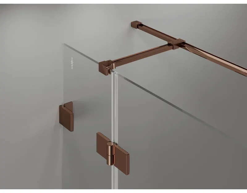 Mexen Lunar T, výklopný sprchový kút pravý 135 x 110 cm, 8mm číre sklo, profil ružové zlato, 834T-135-110-60-00-P