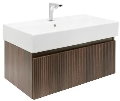 Kúpeľňová skrinka s batériou a umývadlom SAT Evolution 1 78x30x44, 8 cm orech mat SATEVO80NAU2BA, 1 ks