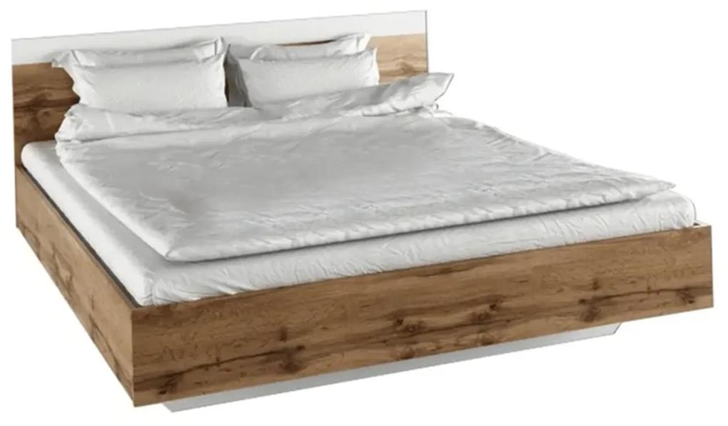 Manželská posteľ GABRIELA dub wotan/biela Rozmer: 160x200 cm