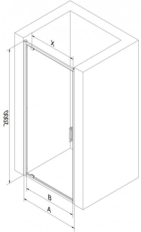 Mexen Exo, 1-krídlové sprchové dvere do otvoru 85 cm, 6mm číre sklo, chrómový profil, 8181-085-000-01-00