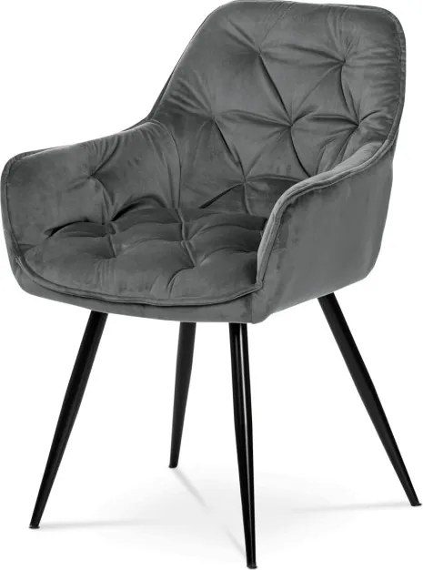 Jedálenská stolička zamatová, sivá DCH-421 GREY4
