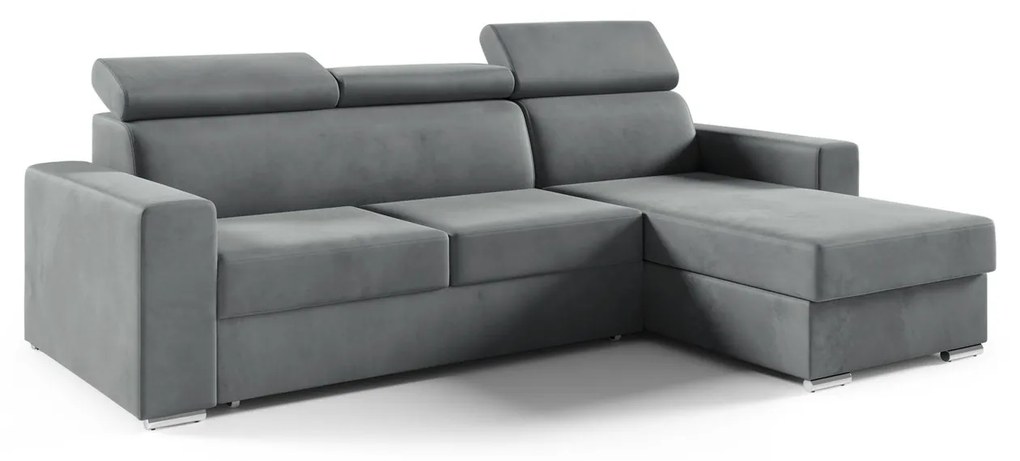 Rohová rozkladacia sedacia súprava ADELA Tmavo sivá I Pravá