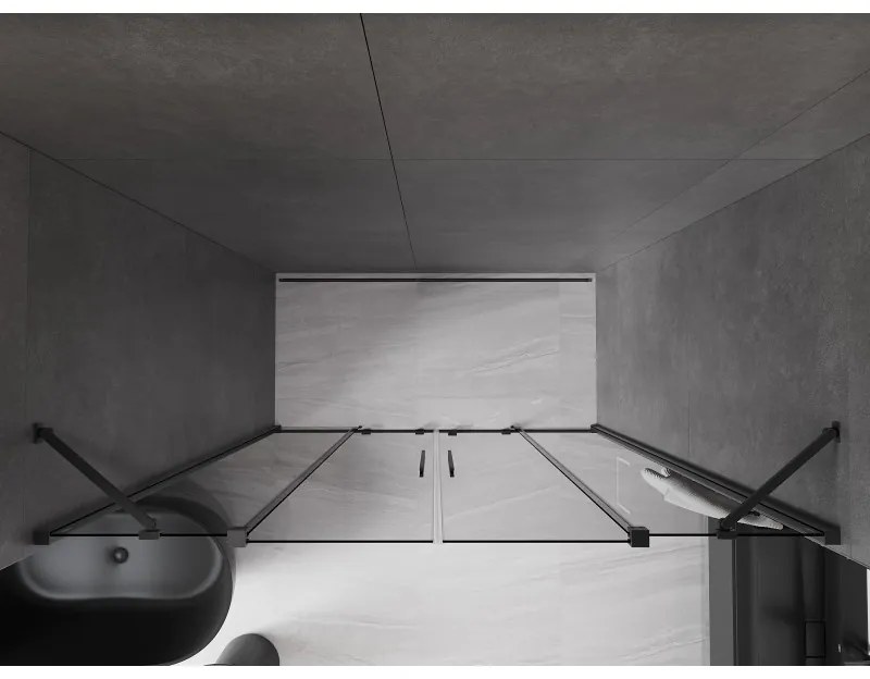 Mexen Velar Duo, posuvné sprchové dvere do otvoru 180 cm, 8mm šedé sklo, brúsený grafit, 871-180-000-42-95