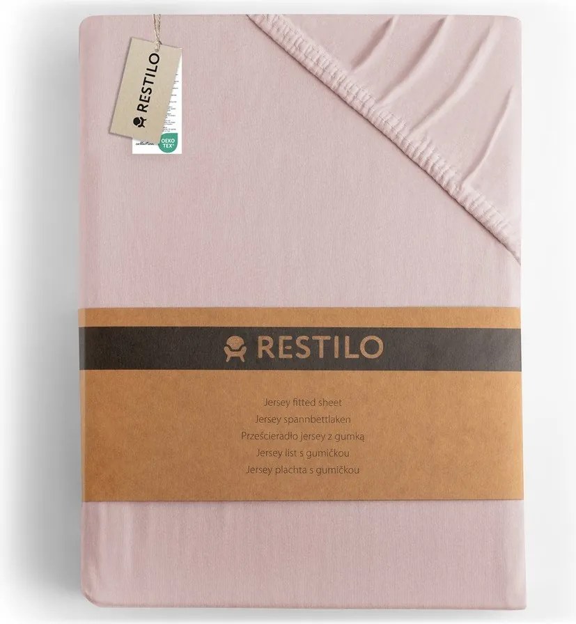 Svetloružová napínacia plachta jersey 180x200 cm Amber – Restilo