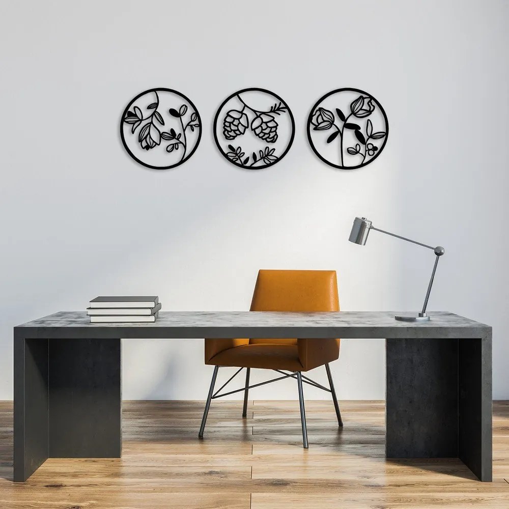 Kovová nástenná dekorácia Floral - Wallity