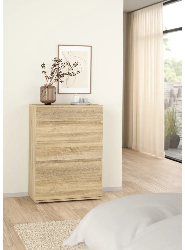 Vysoká komoda v dekore duba v prírodnej farbe 77x107 cm Nova – Tvilum