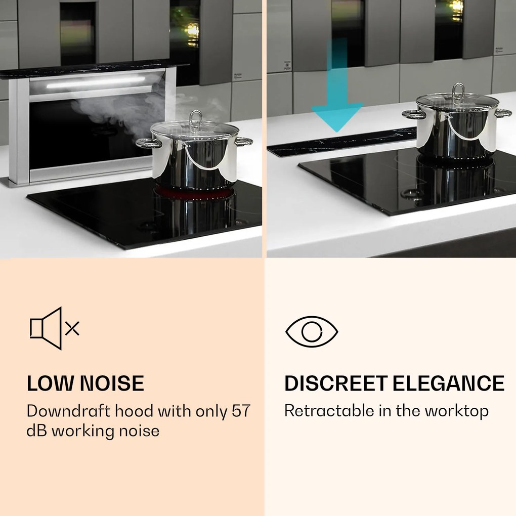 Klarstein Royal Flush Eco, digestor, 60 cm, výsuvný, 576 m³/h, A+, čierny