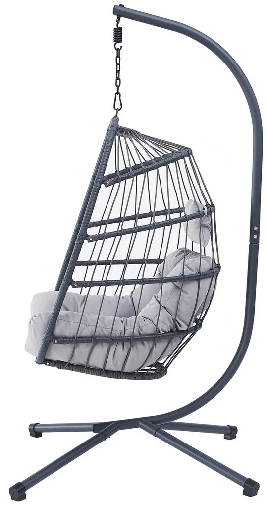Autronic Závěsné křeslo, kov, polyratan, šedá,AZ-V 1269GREY