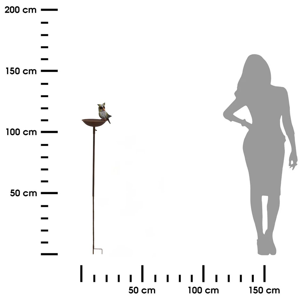 Zapichovacie napájadlo pre vtáky Owl, 124,5x24 cm, kov, viacfarebná