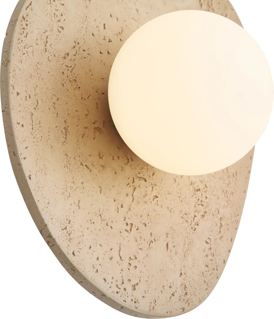 Nástenná lampa Japandi prírodný kameň organická s opálovým sklom - Josie