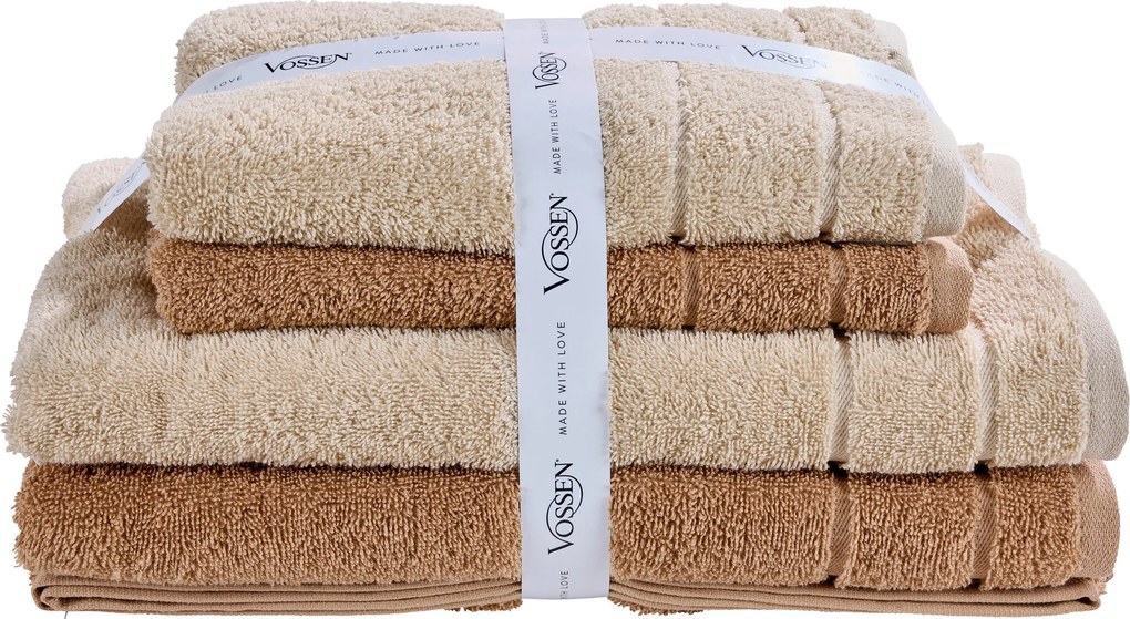 XXXLutz SADA FROTÉ UTERÁKOV, svetlohnedá, béžovohnedá Vossen - Kúpeľňový textil - 003355057505