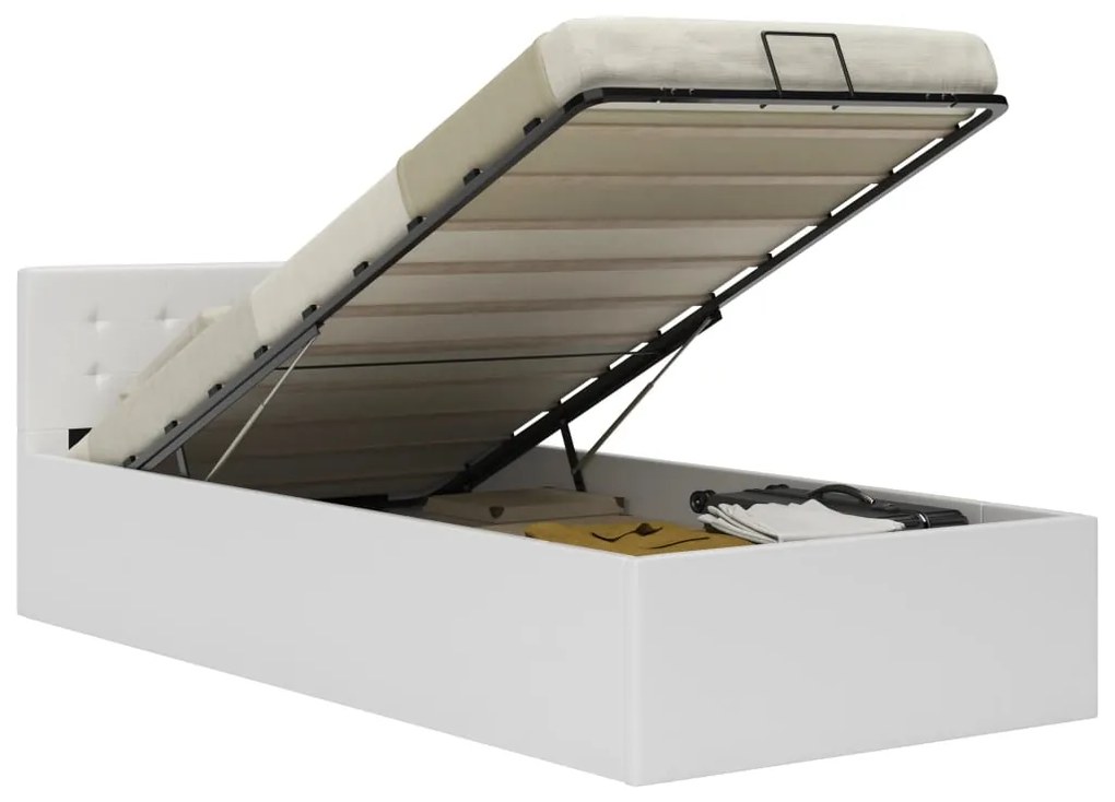 vidaXL Hydraulický posteľný rám+úložný priestor, umelá koža 90x200 cm
