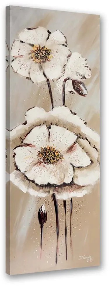Gario Obraz na plátne Biele maľované kvety Rozmery: 30 x 90 cm