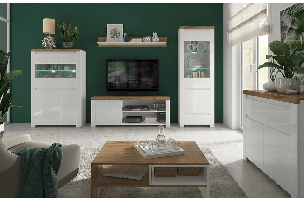 Konferenčný stolík VILGO 90, lesklá biela