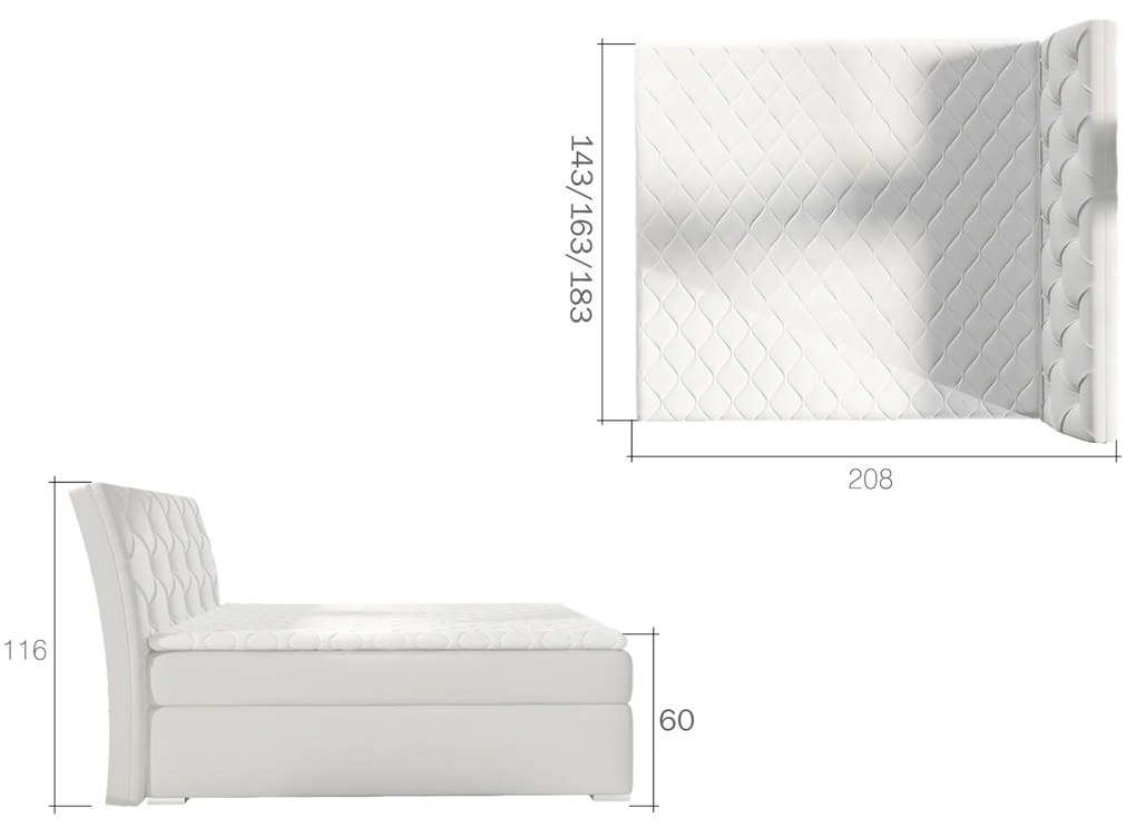 Moderná box spring posteľ Brandon 180x200, čierna