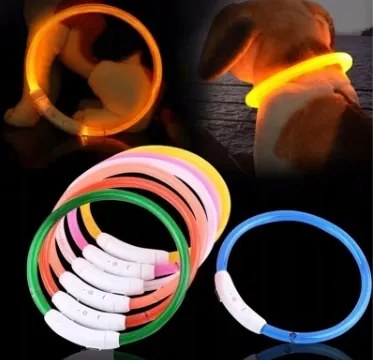 Nuxie LED svietiaci obojok pre mačku a psa 55 cm oranžový