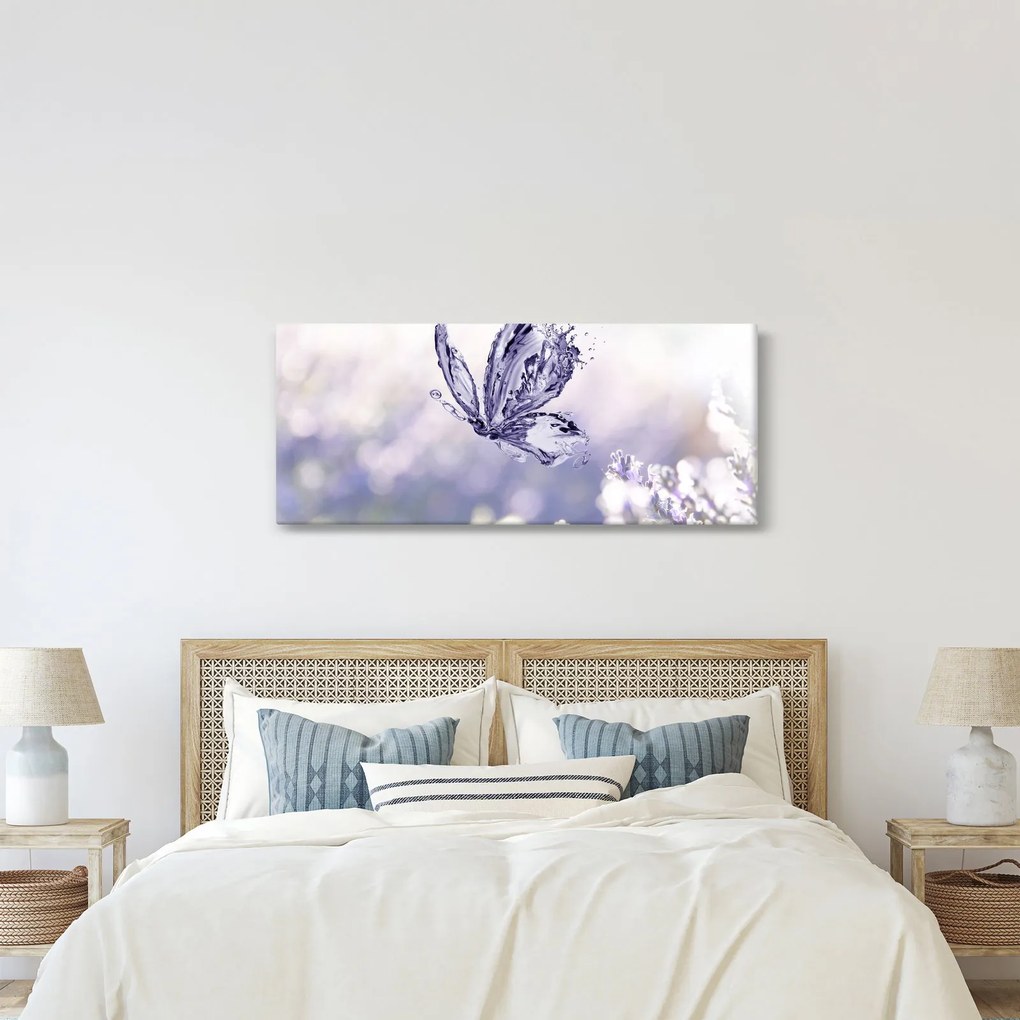 Obraz - Motýľ a levanduľa (120x50 cm)