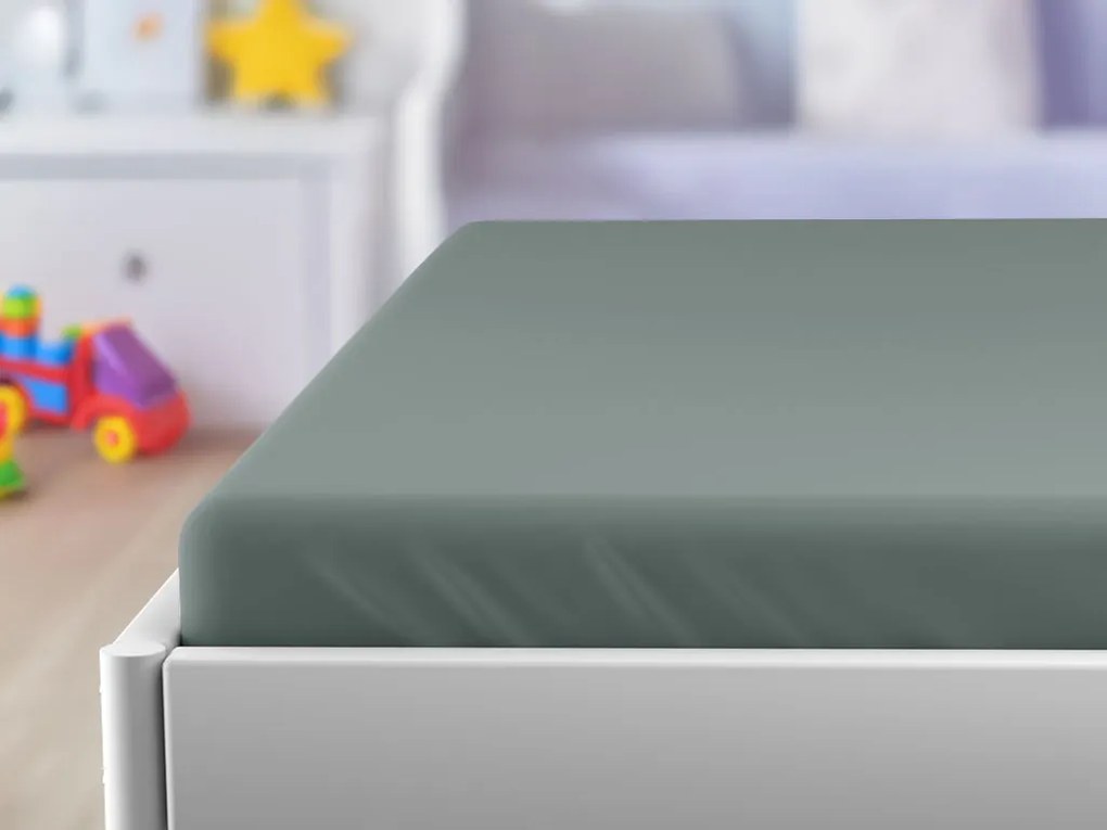 Jersey plachta do detskej postieľky sivozelená 70 x 140 cm