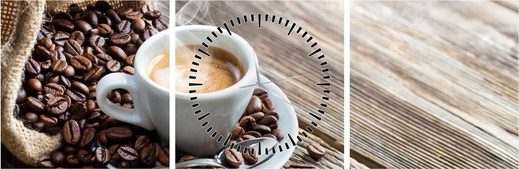 Obraz - Espresso (s hodinami) (90x30 cm)