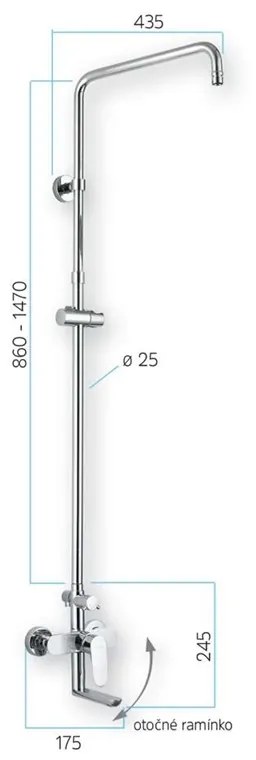 Mereo, Nástenná vaňová batéria Viana so sprch. tyčou, hadicou, ručnou a tanierovou sprchou slim 200x200mm, MER-CBE60101SD