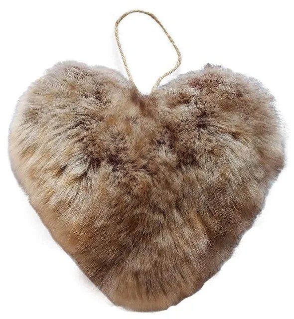 Závesná dekoratívne ozdoba chlpatého hnedého srdce - 10 * 5 * 10cm