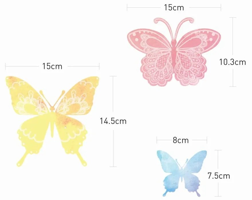 Sada 24 samolepiek Ambiance Artistic Butterflies