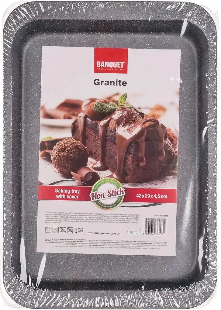 Banquet Plech s nepriľnavým povrchom Granite s vekom, 42 x 29 x 4,5 cm