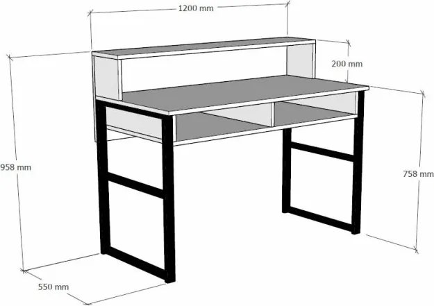 Kemo Walnut a čierny pracovný stôl