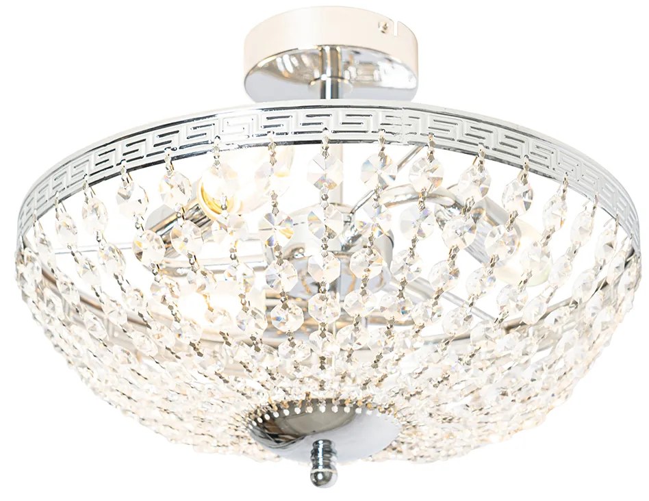 Klasické stropné svietidlo oceľ s krištáľom 3-svetlo - Mondrian